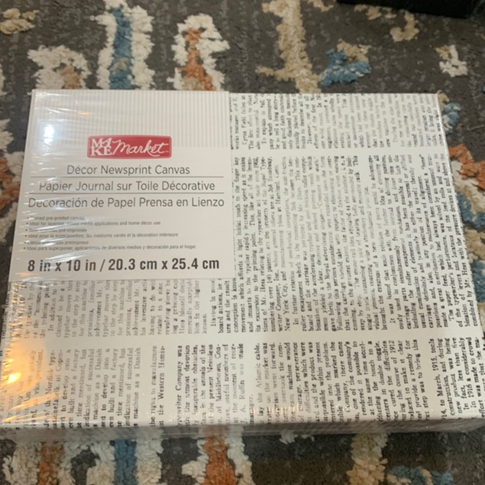 NEW Make Market Decor Newsprint Canvas‎ 8x10